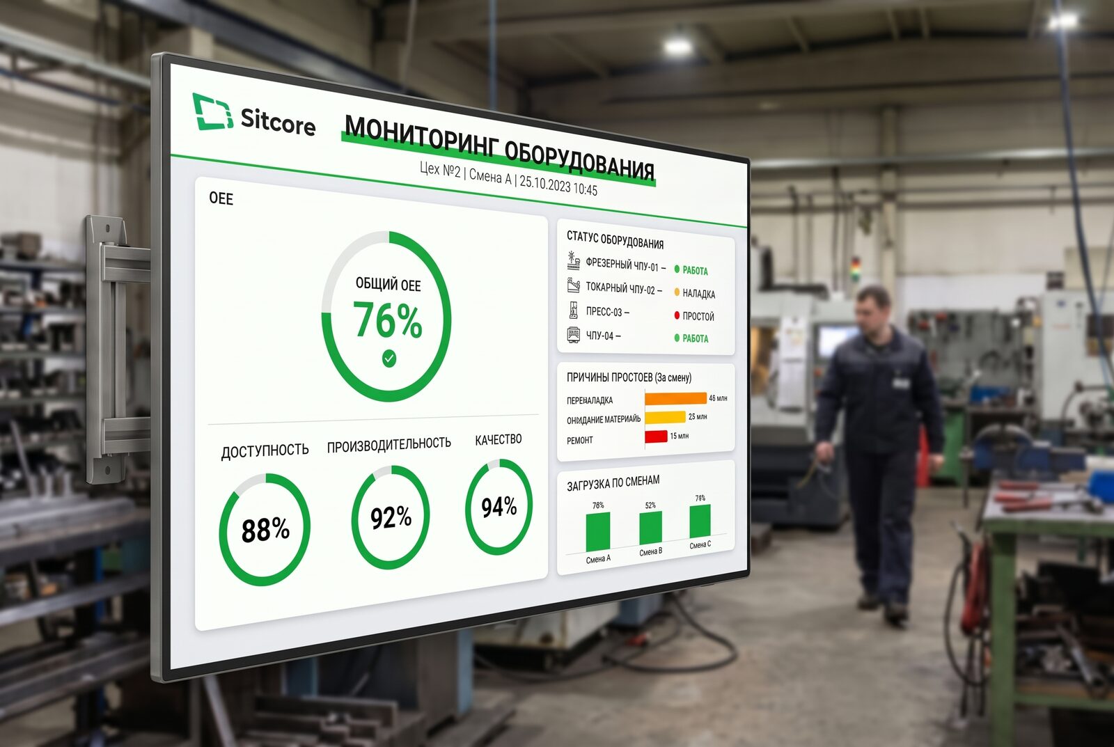 Панель OEE и классификация простоев